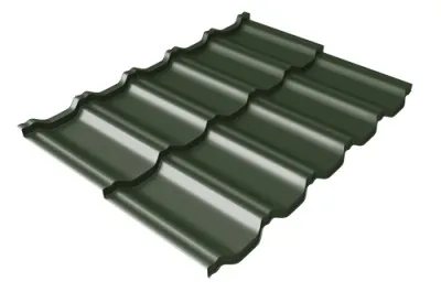 Металлочерепица модульная Квинта Uno Grand Line c 3D резом 0,5 GreenСoat Pural Matt RR 11 темно-зеленый (RAL 6020 хромовая зелень)