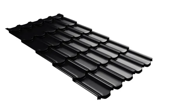 Металлочерепица квинта плюс с 3D резом 0,5 PurLite Мatt RAL 9005 черный купить в Твери