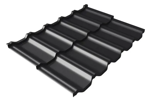 Металлочерепица модульная Квинта Uno Grand Line c 3D резом 0,5 Satin Мatt RAL 9005 черный купить в Твери