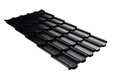 Металлочерепица квинта плюс с 3D резом 0,5 Satin RAL 9005 черный
