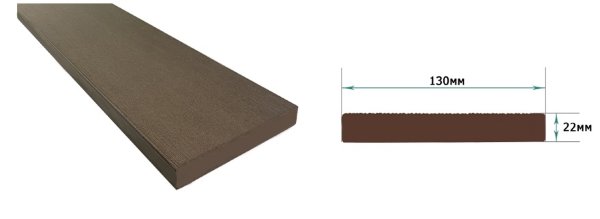 Террасная доска из ДПК Terrapol Смарт Полнотелая без паза купить в Твери