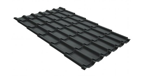 Металлочерепица классик GL 0,5 GreenCoat Pural RR 23 темно-серый (RAL 7024 мокрый асфальт) купить в Твери