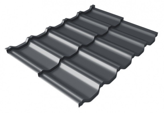 Металлочерепица модульная Квинта Uno Grand Line c 3D резом 0,5 Satin Мatt RAL 7024 мокрый асфальт купить в Твери