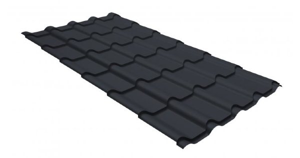 Металлочерепица камея GL 0,5 GreenCoat Pural matt RR 23 темно-серый (RAL 7024 мокрый асфальт) купить в Твери