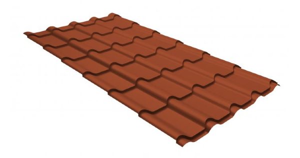 Металлочерепица камея GL 0,5 GreenCoat Pural RR 750 кирпично-красный (RAL 8004 терракота) купить в Твери