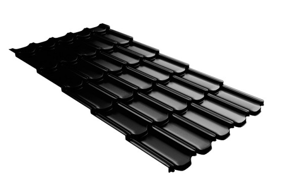 Металлочерепица квинта плюс с 3D резом 0,5 GreenСoat Pural Matt RR 33 черный (RAL 9005 черный) купить в Твери