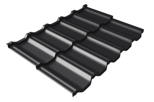 Металлочерепица модульная Квинта Uno Grand Line c 3D резом 0,5 Quarzit lite RAL 9005 черный купить в Твери