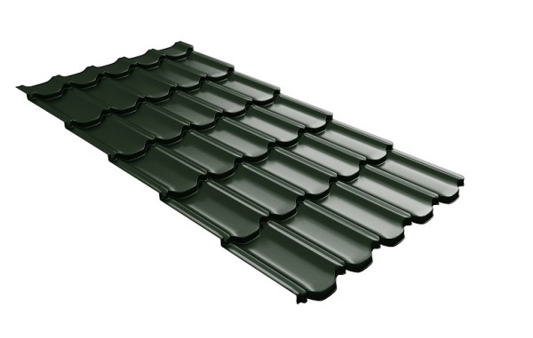 Металлочерепица квинта плюс с 3D резом 0,5 GreenСoat Pural RR 11 темно-зеленый (RAL 6020 хромовая зелень) купить в Твери