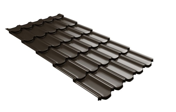 Металлочерепица квинта плюс с 3D резом 0,5 GreenСoat Pural RR 32 темно-коричневый (RAL 8019 серо-коричневый) купить в Твери