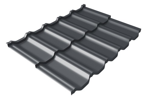 Металлочерепица модульная Квинта Uno Grand Line c 3D резом 0,45 PE RAL 7024 мокрый асфальт купить в Твери