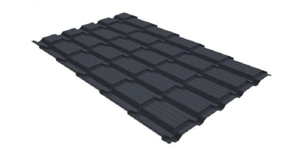 Металлочерепица GL квадро профи 0,5 GreenCoat Pural RR 23 темно-серый (RAL 7024) мокрый асфальт купить в Твери