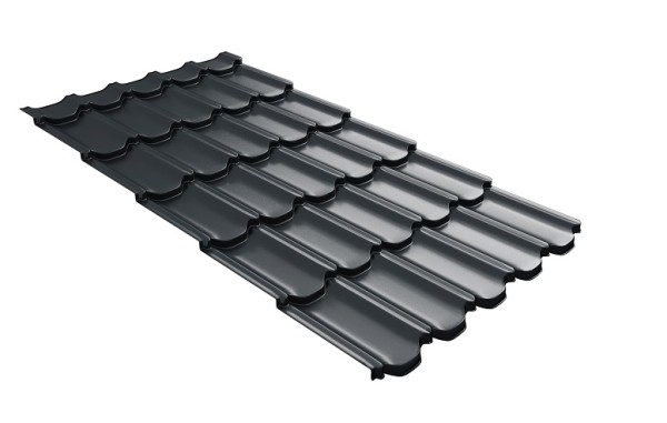 Металлочерепица квинта плюс с 3D резом 0,5 Satin RAL 7016 антрацитово-серый купить в Твери