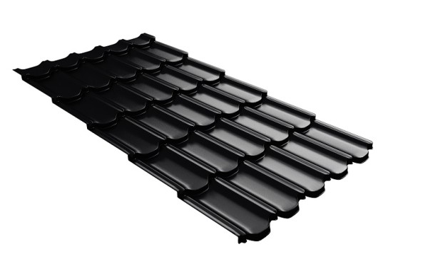 Металлочерепица квинта плюс с 3D резом 0,5 Satin Мatt RAL 9005 черный купить в Твери