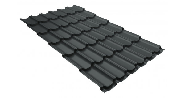 Металлочерепица квинта плюс 0,5 GreenCoat Pural Matt RR 23 темно-серый (RAL 7024 мокрый асфальт) купить в Твери