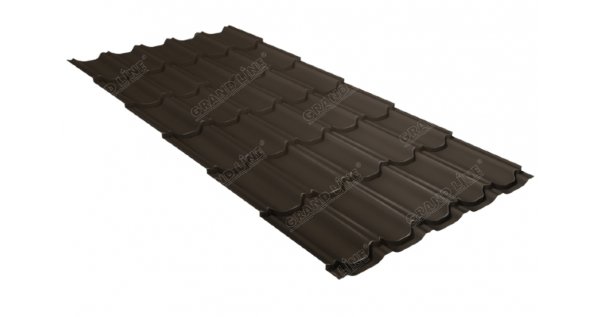 Металлочерепица квинта плюс 0,5 GreenCoat Pural Matt RR 32 темно-коричневый (RAL 8019 серо-коричневый) купить в Твери